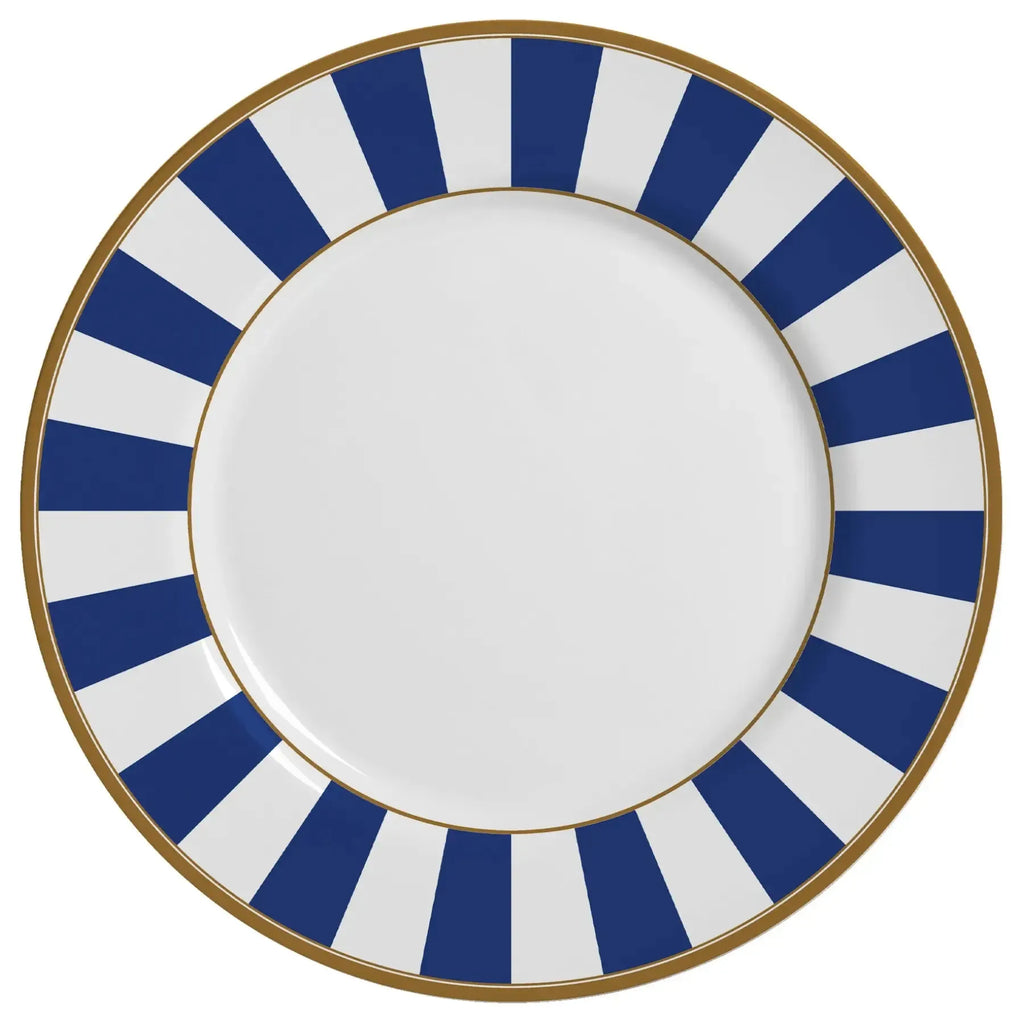 Jogo 6 Pratos Sobremesa Cerâmica Stripe Azul 21cm Alleanza