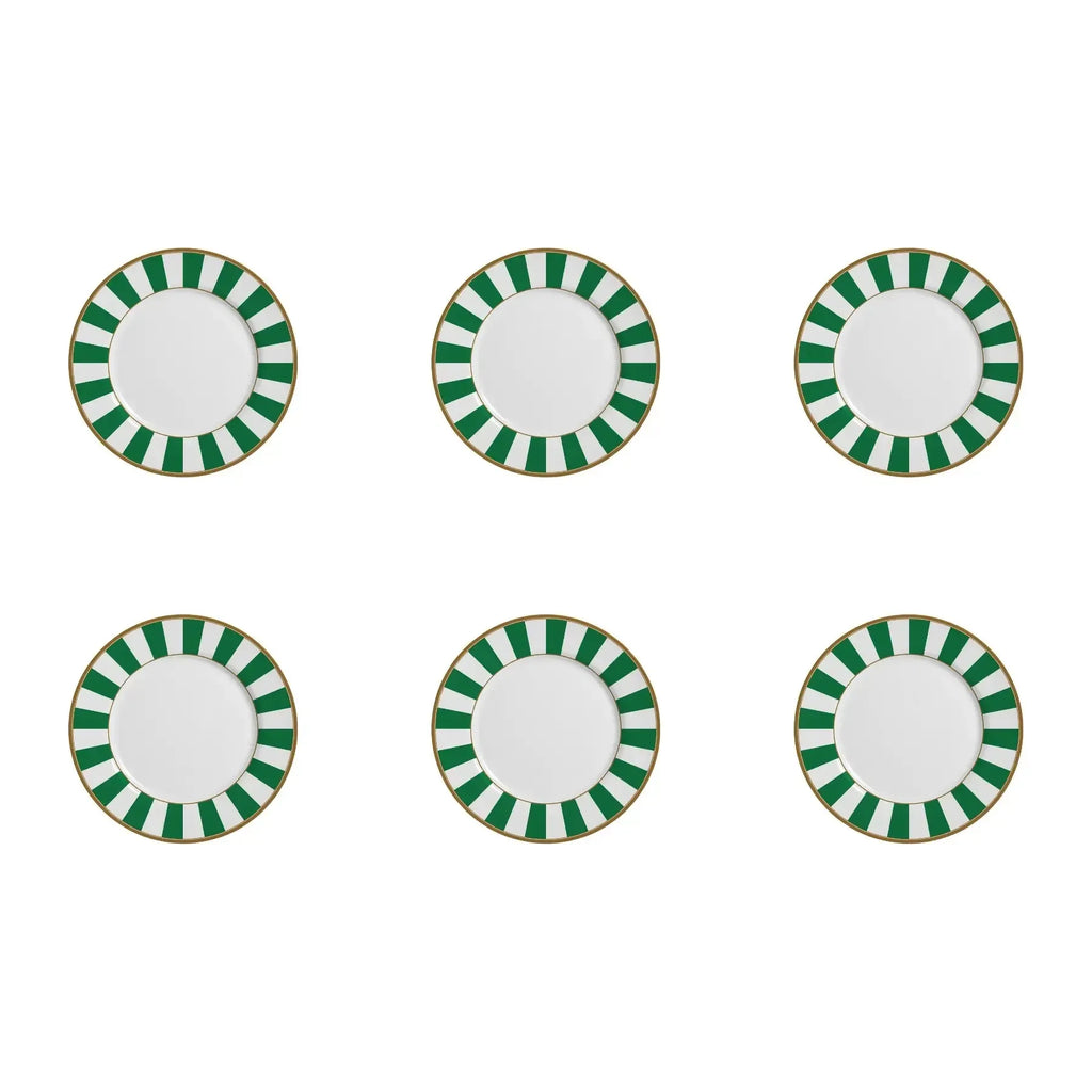 Jogo 6 Pratos Sobremesa Cerâmica Stripe Azul 21cm Alleanza