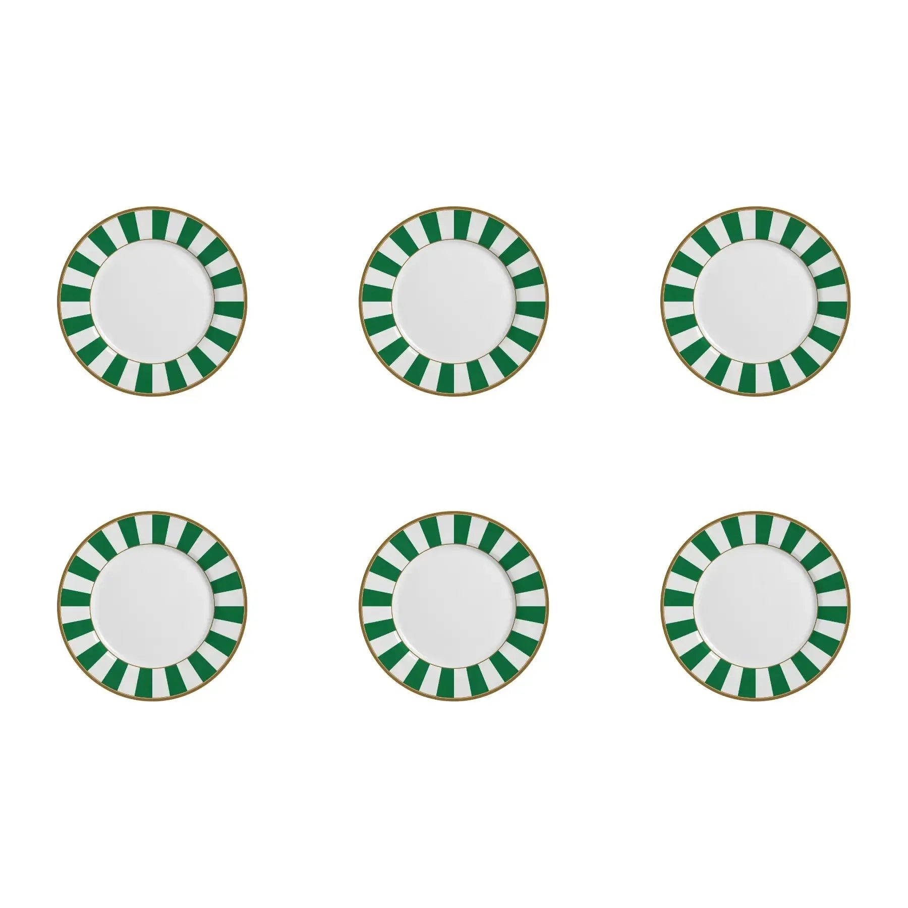 Jogo 6 Pratos Sobremesa Cerâmica Stripe Azul 21cm Alleanza