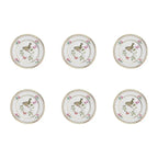 Jogo 6 Pratos Sobremesa Cerâmica Sweet Bird Filete Ouro 21cm Alleanza