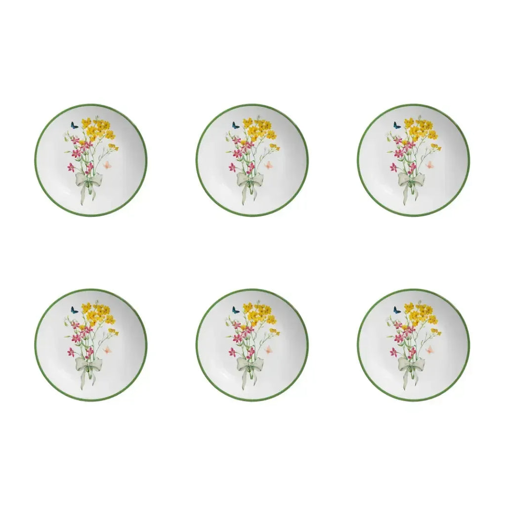 Jogo 6 Pratos Sobremesa Coup Cerâmica Jardim Campestre 21cm Alleanza