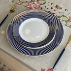 Jogo 6 Pratos Sobremesa Porcelana Wolff Bone China Cobalto 22cm