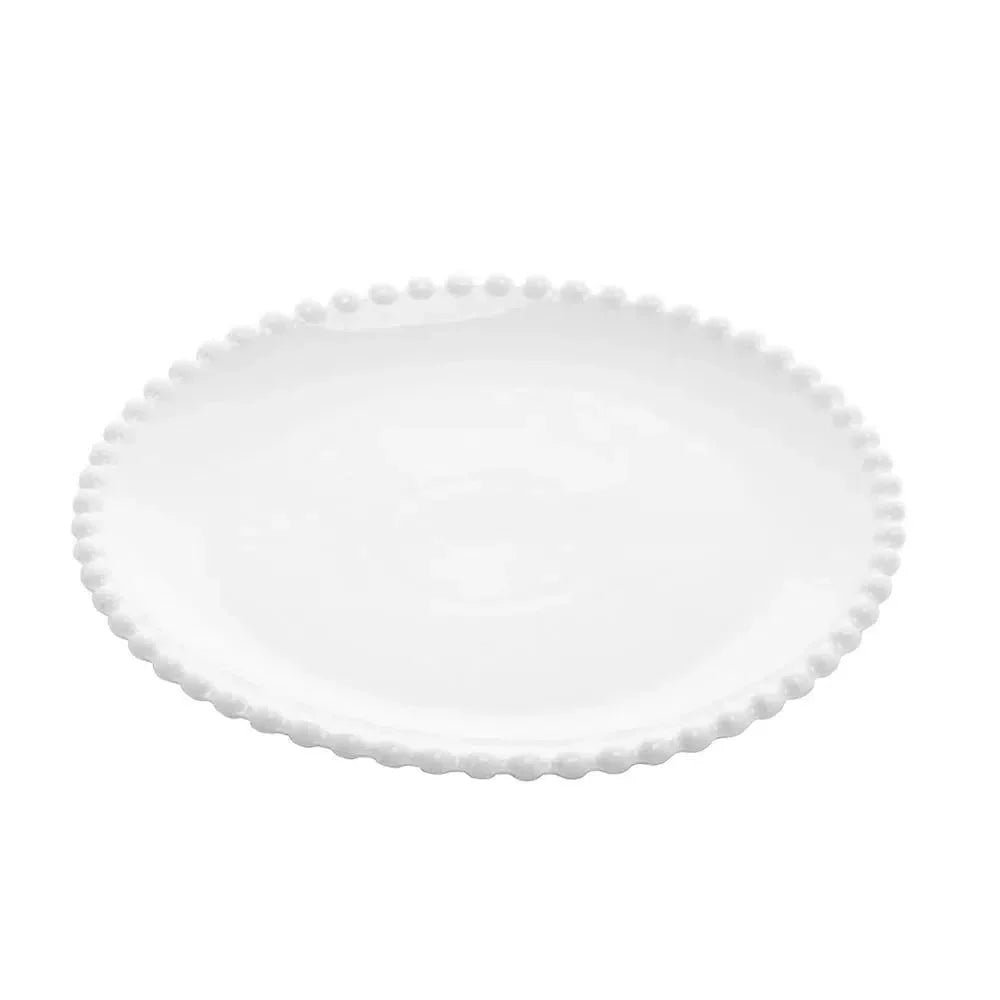 Jogo 6 Pratos de Sobremesa Cerâmica Bolinha Verde 20cm Scalla