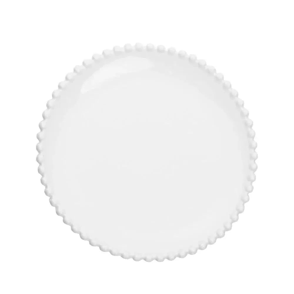 Jogo 6 Pratos de Sobremesa Cerâmica Bolinha Verde 20cm Scalla