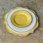 Jogo 6 Pratos de Sobremesa Cerâmica Brasilis Branco com Filete de Ouro 20cm Scalla
