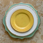 Jogo 6 Pratos de Sobremesa Cerâmica Brasilis Colors com Filete de Ouro 20cm Scalla