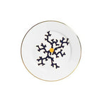 Jogo 6 Pratos de Sobremesa Cerâmica Coral Blue (Azul com Amarelo e Branco com Azul) 20,6cm Scalla