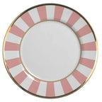 Jogo 6 Pratos de Sobremesa Cerâmica Pink Strip 19cm Alleanza
