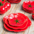 Jogo 6 Pratos de Sobremesa Cerâmica Tomate 20cm Scalla