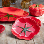 Jogo 6 Pratos de Sobremesa Cerâmica Tomate 20cm Scalla