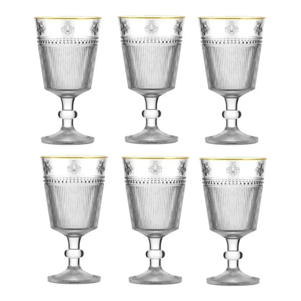 Jogo 6 Taças em Vidro Gold Rim Abelha 325ml L'Hermitage