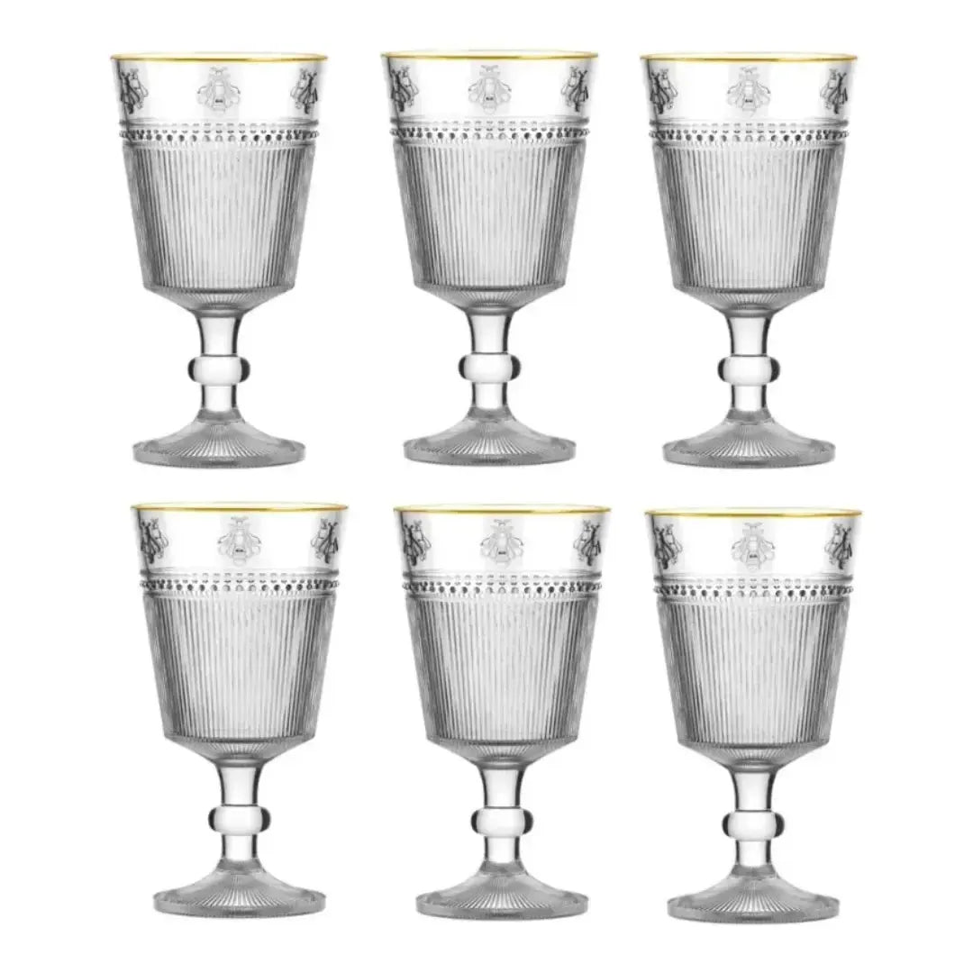 Jogo 6 Taças em Vidro Gold Rim Abelha 325ml L'Hermitage