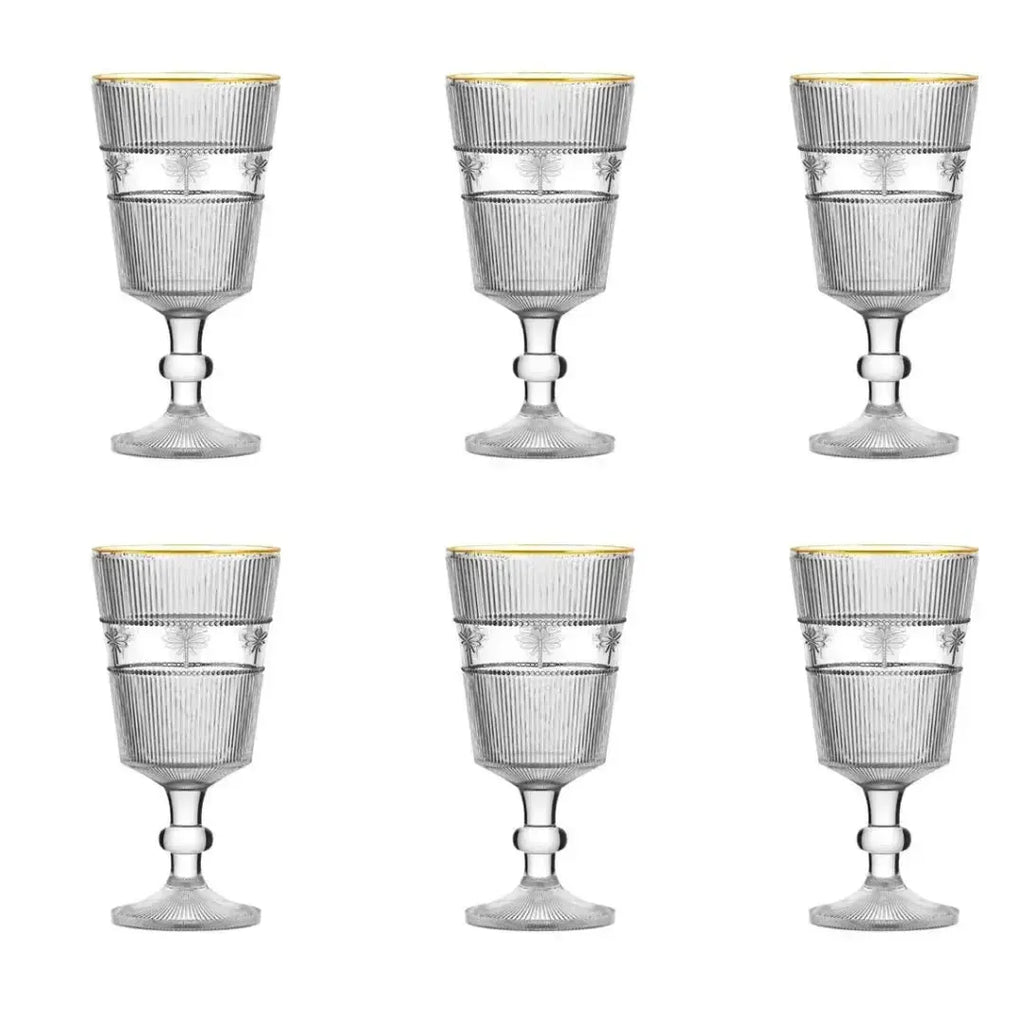 Jogo 6 Taças em Vidro Libélula Gold Rim 325ml L'Hermitage