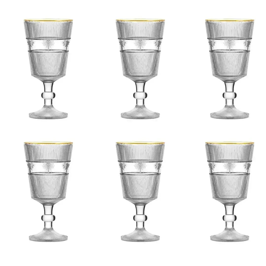Jogo 6 Taças em Vidro Libélula Gold Rim 325ml L'Hermitage
