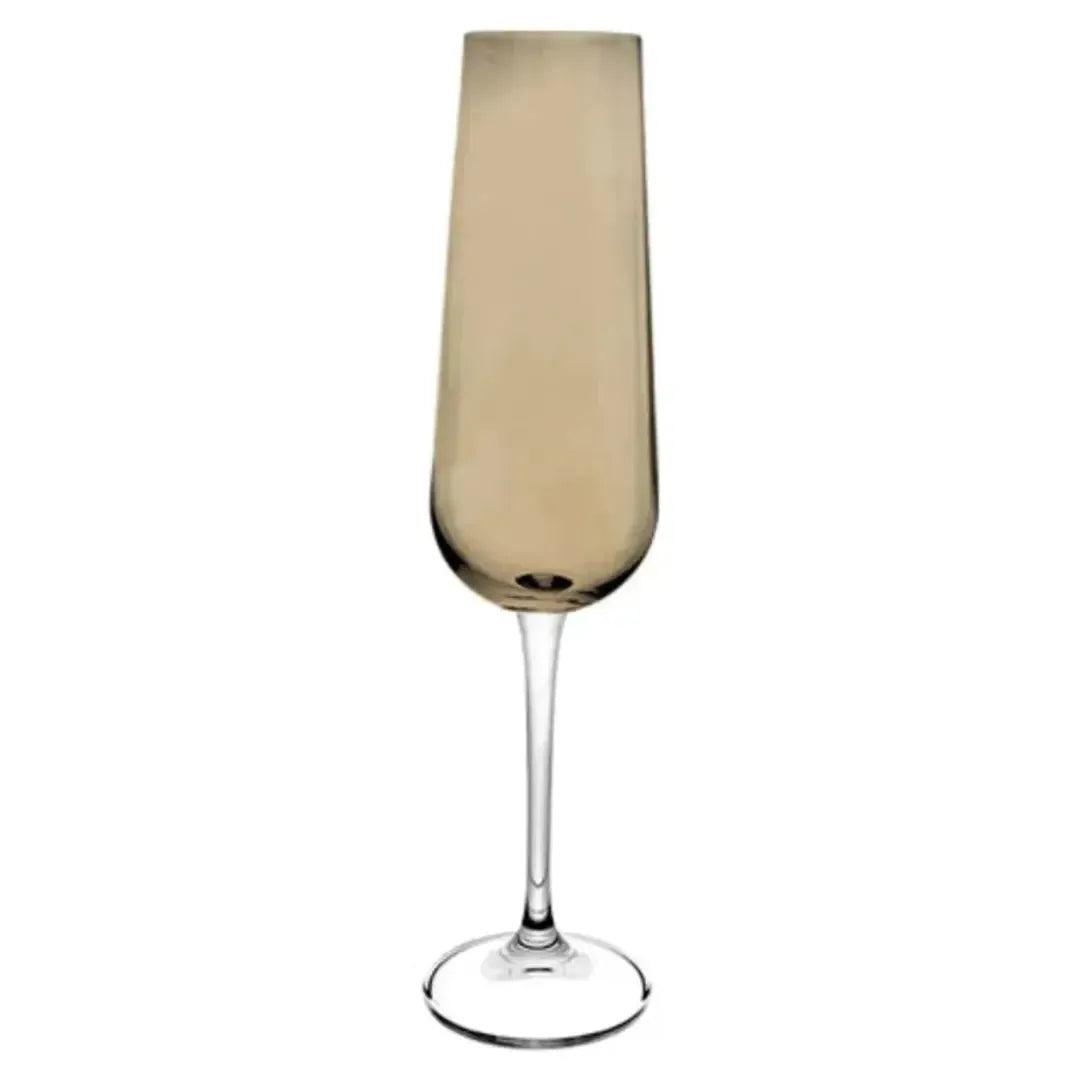 Jogo 6 Taças para Champanhe em Cristal Bohemia Ardea Bege Imperial 220ml