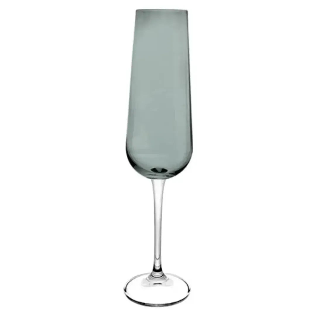 Jogo 6 Taças para Champanhe em Cristal Bohemia Ardea Cinza Basalto 220ml