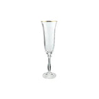 Jogo 6 Taças para Champanhe em Cristal com Borda Dourada Bohemia Angela 190ml