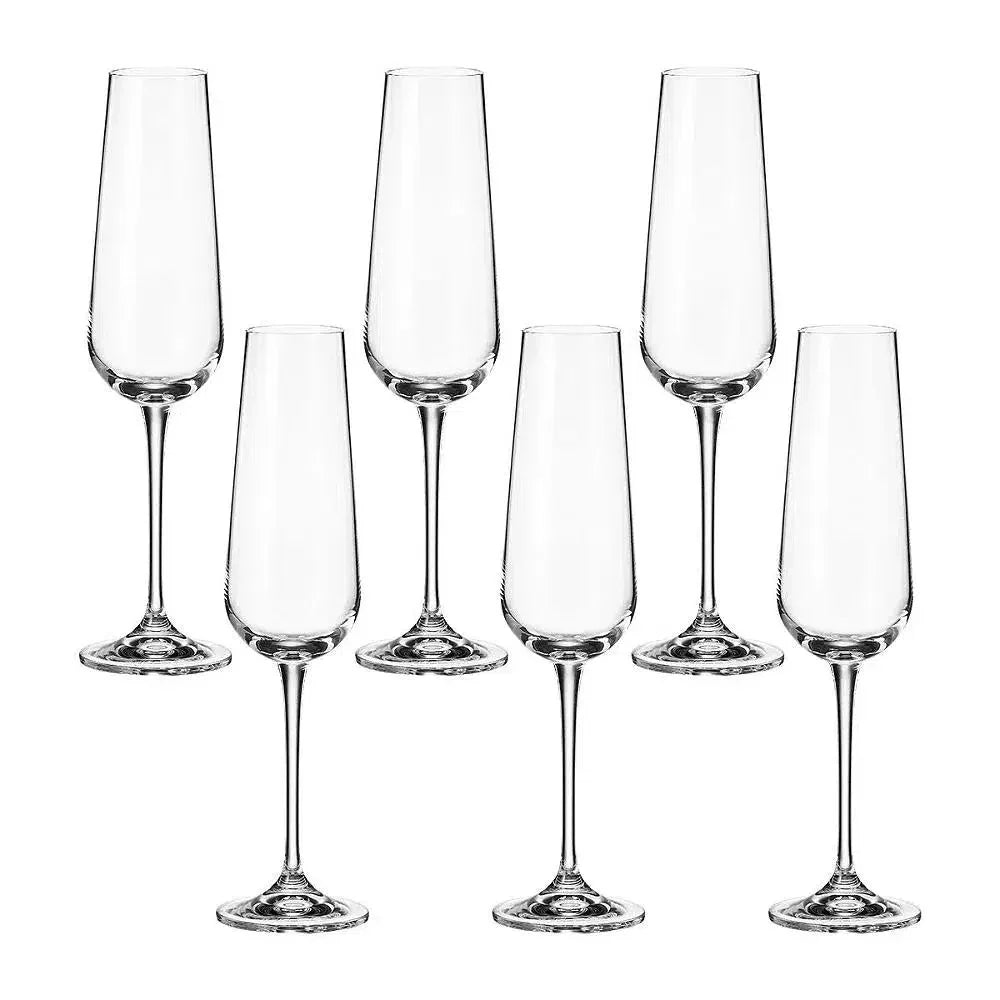 Jogo 6 Taças para Espumante em Cristal Bohemia Margaux 220ml