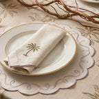 Jogo Americano Nylon Off White Borda Lavanda