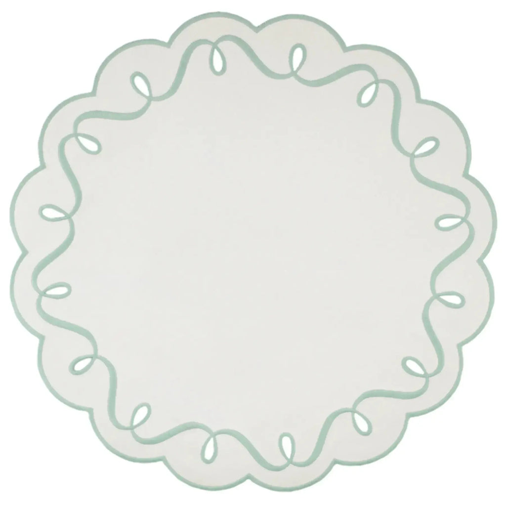 Jogo Americano Nylon Off White Borda Verde Claro