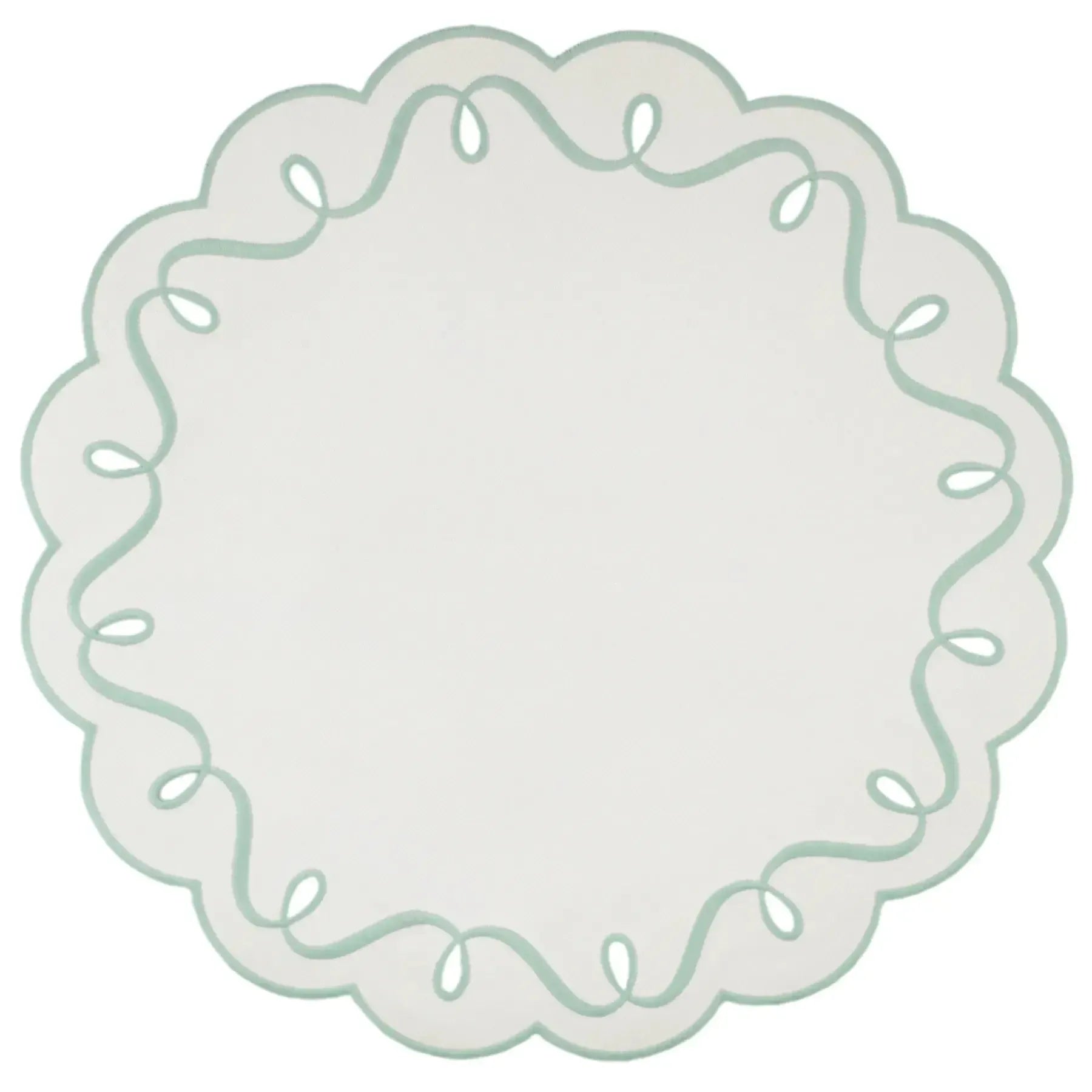 Jogo Americano Nylon Off White Borda Verde Claro