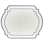 Jogo Americano Nylon Off White Bordado Azul Marinho