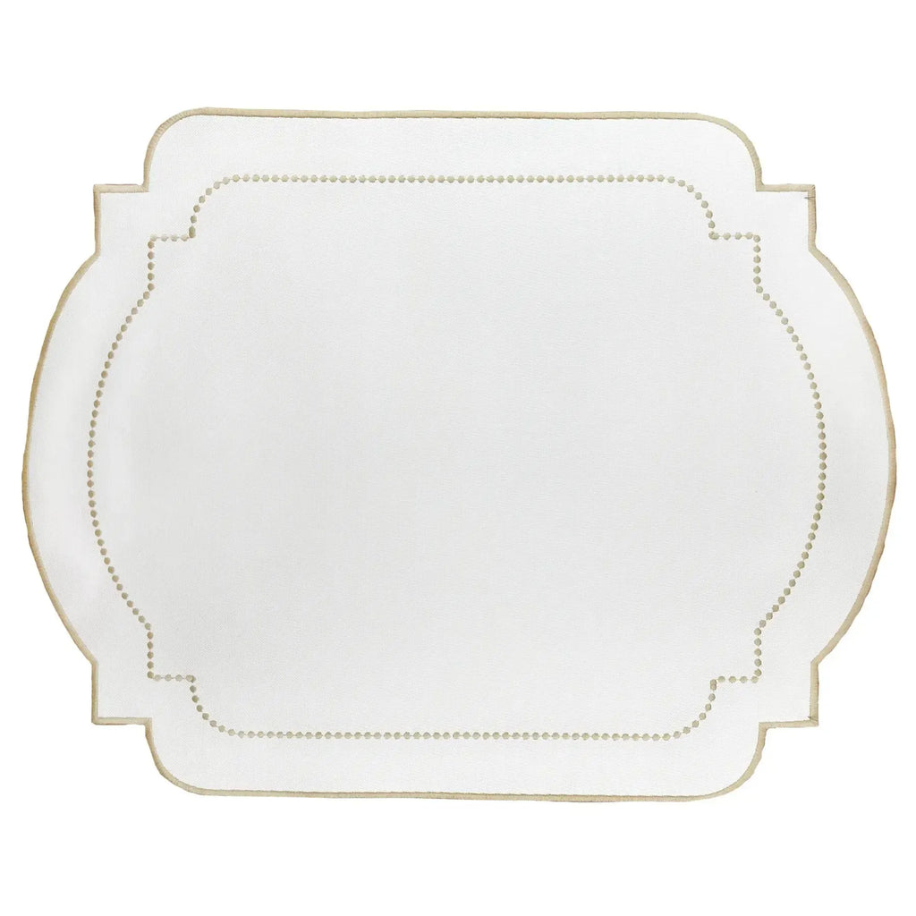 Jogo Americano Nylon Off White Bordado Castanho