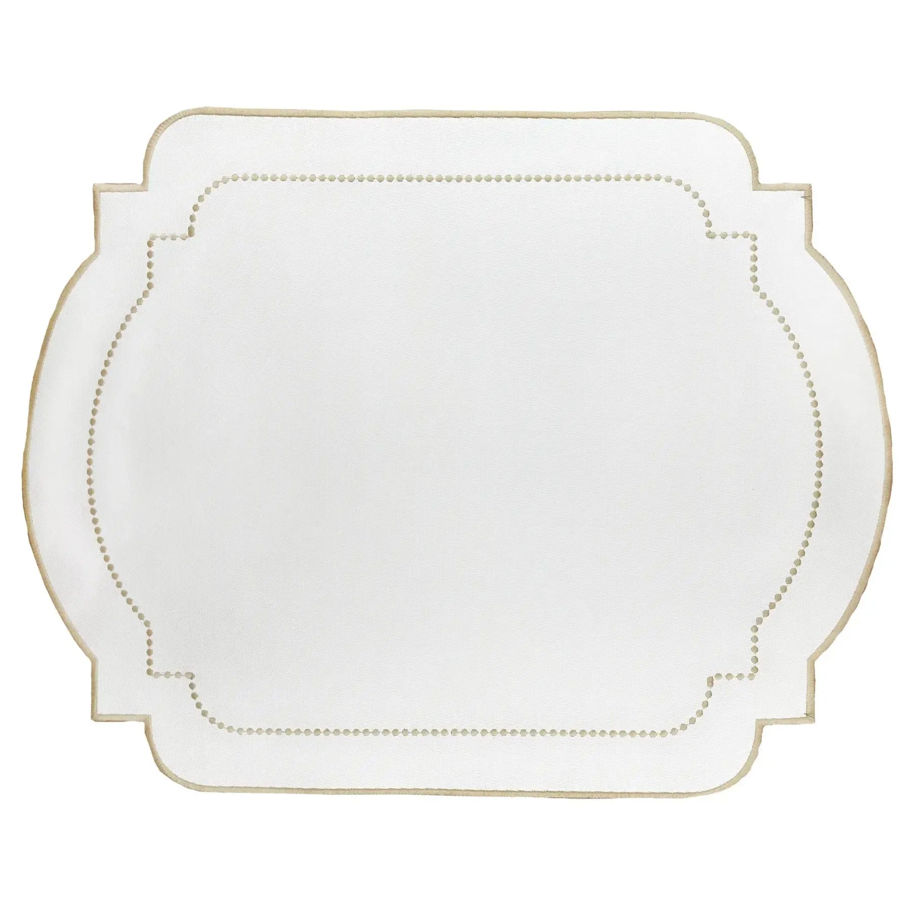 Jogo Americano Nylon Off White Bordado Castanho