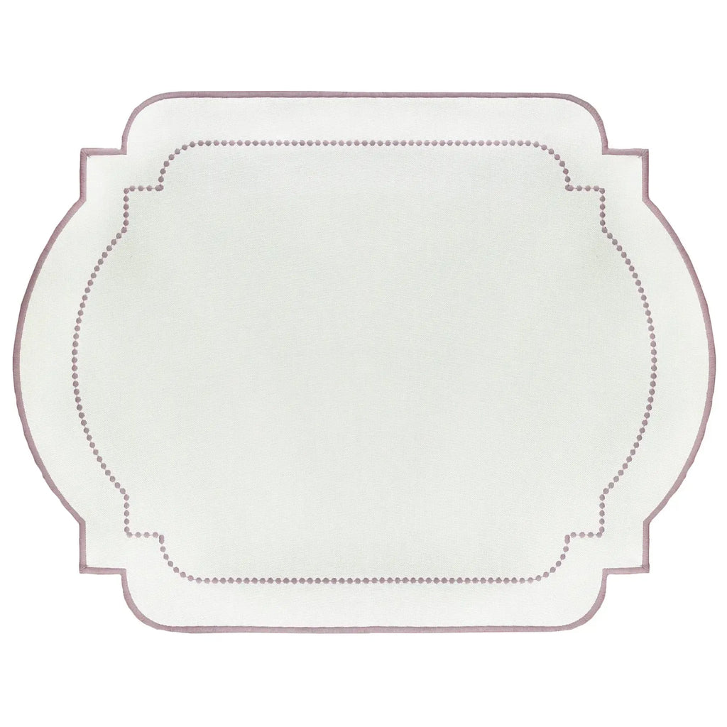 Jogo Americano Nylon Off White Bordado Lavanda