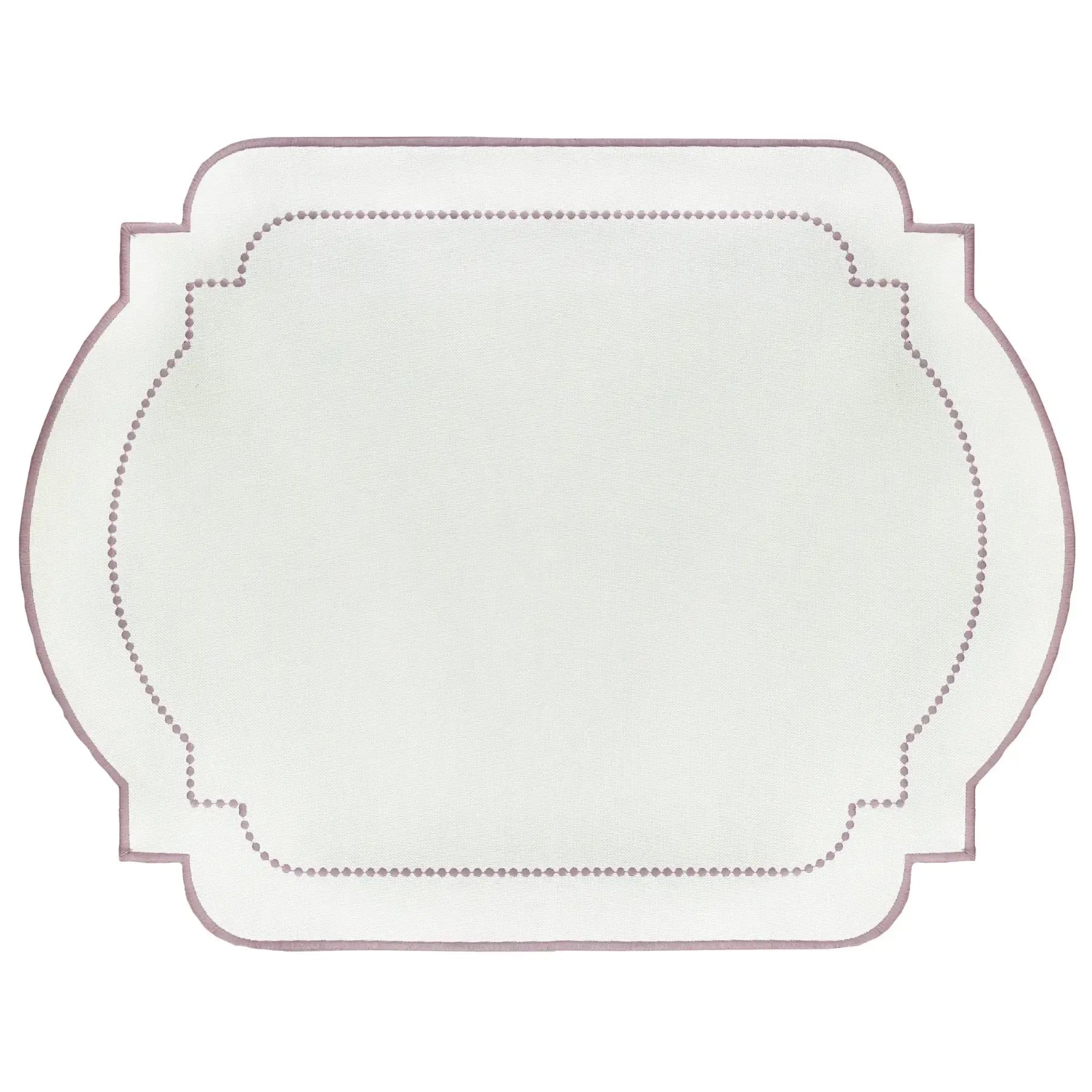 Jogo Americano Nylon Off White Bordado Lavanda