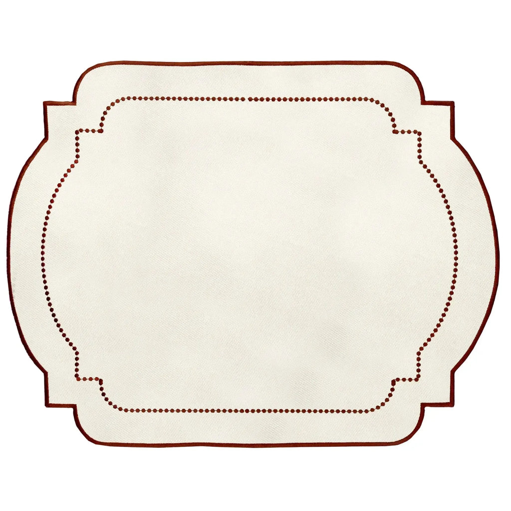 Jogo Americano Nylon Off White Bordado Ocre