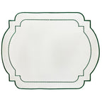 Jogo Americano Nylon Off White Bordado Verde Escuro