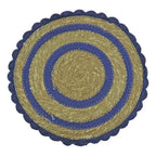 Jogo Americano Palha Cestaria Detalhe Croche Azul 34cm