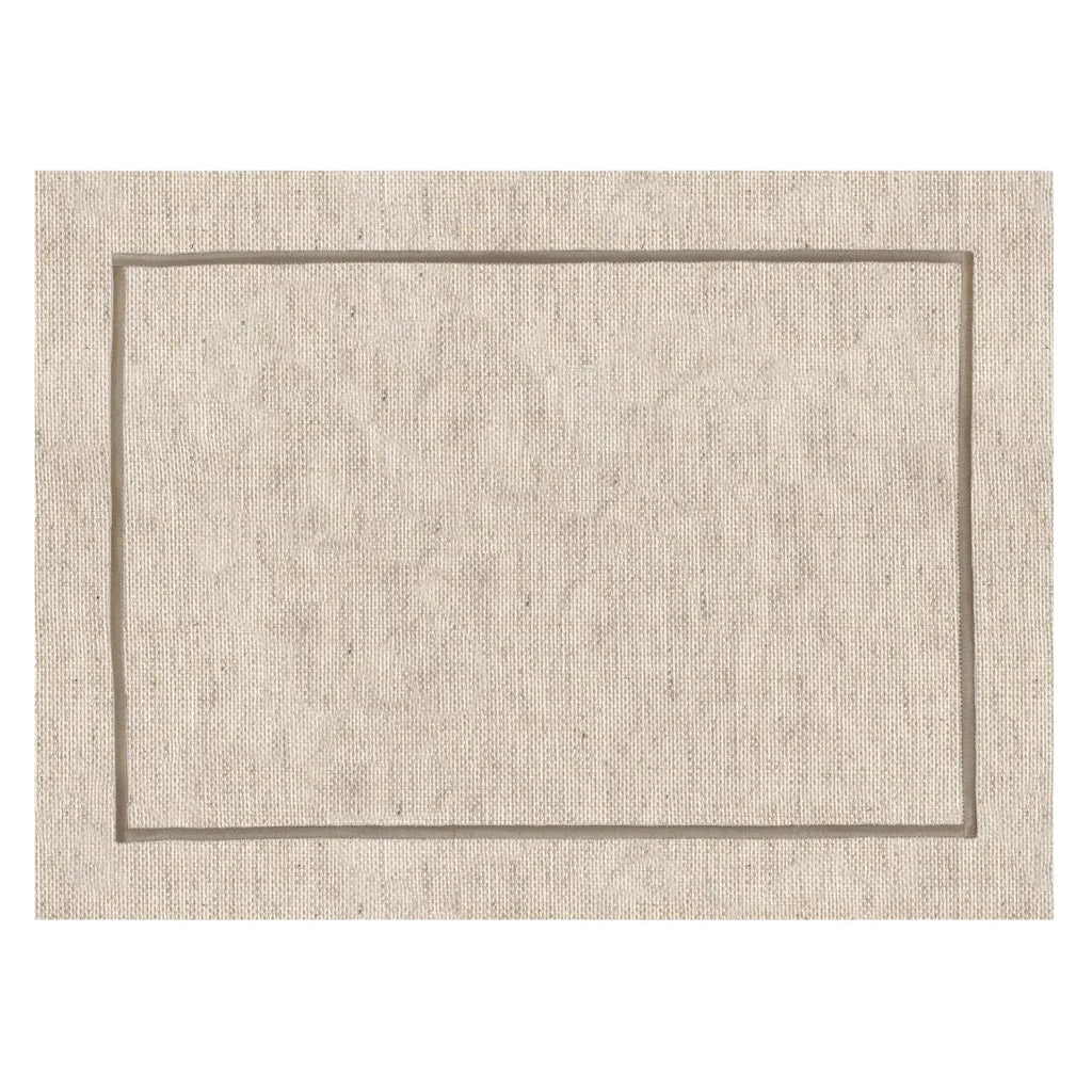 Jogo Americano Retangular Linho Off White Borda Verde 38x52
