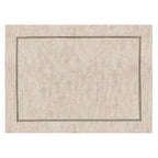 Jogo Americano Retangular Linho Off White Borda Verde 38x52