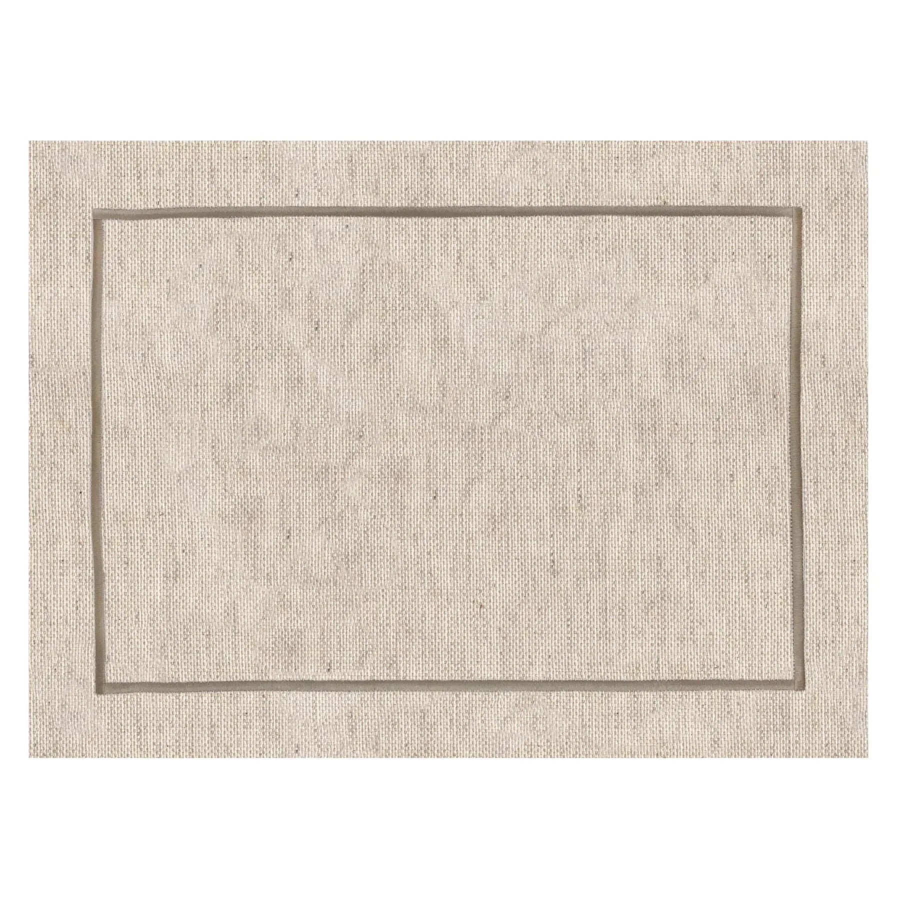 Jogo Americano Retangular Linho Off White Borda Verde 38x52
