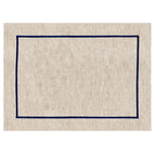 Jogo Americano Retangular Linho Off White Borda Marinho 38x52