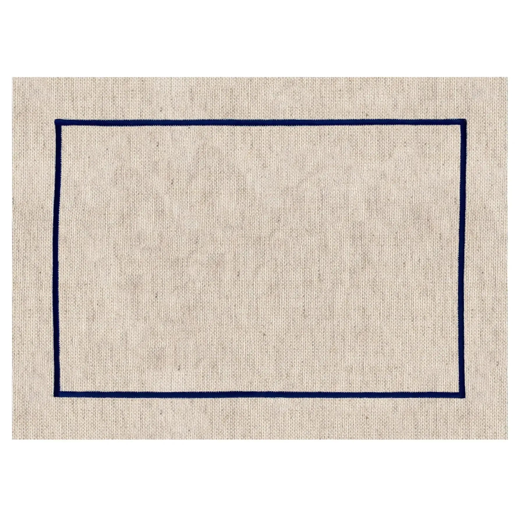 Jogo Americano Retangular Linho Off White Borda Marinho 38x52