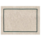 Jogo Americano Retangular Linho Off White Borda Verde 38x52