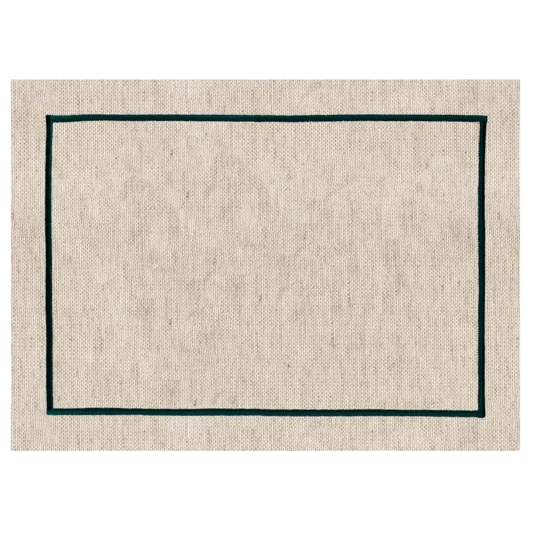 Jogo Americano Retangular Linho Off White Borda Verde 38x52