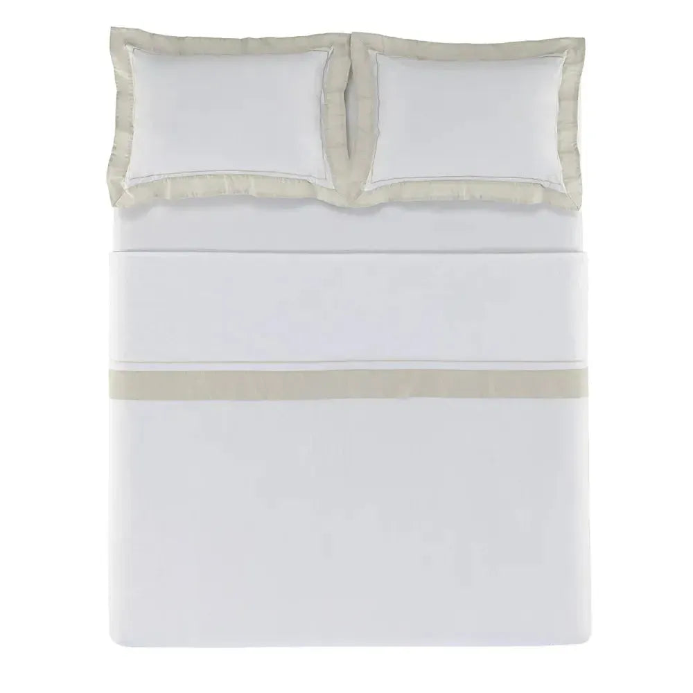 Jogo de Cama Solteiro Fiesole 4 Pçs 200 Fios 100% Algodão Branco / Grigio Trussardi