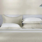 Jogo de Cama Solteiro Fiesole 4 Pçs 200 Fios 100% Algodão Branco / Grigio Trussardi