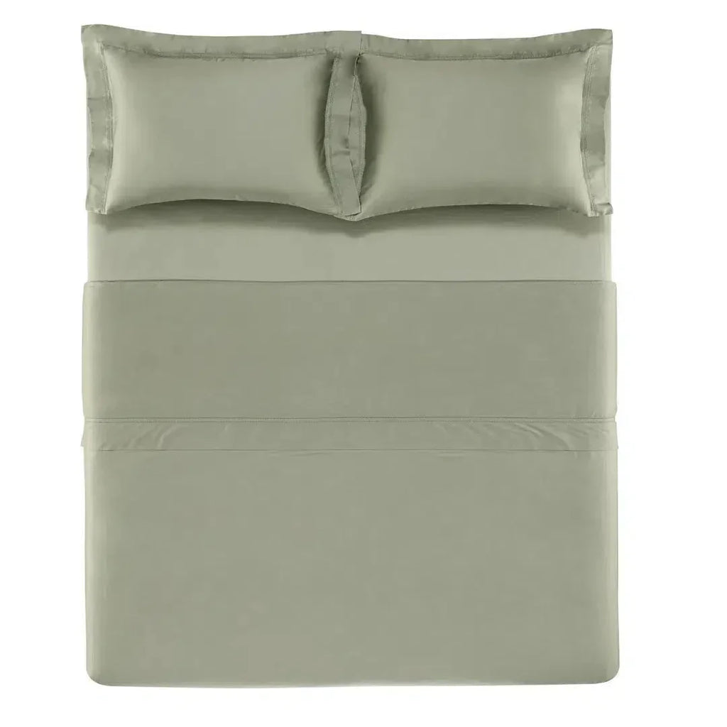 Jogo de Cama Casal Galieno 4 Pçs 300 Fios Cetim 100% Algodão Egípcio Pistacchio Trussardi