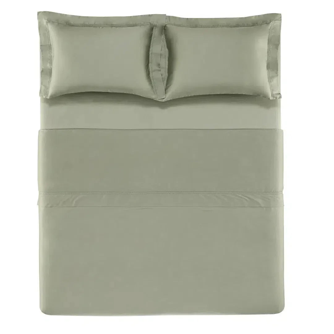 Jogo de Cama Casal Galieno 4 Pçs 300 Fios Cetim 100% Algodão Egípcio Pistacchio Trussardi