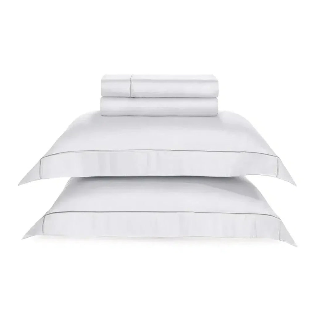 Jogo de Cama Casal Girelli 4 Pçs 300 Fios 100% Bambu Branco / Platino Trussardi