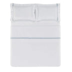 Jogo de Cama King Menfi 4 Pçs 200 Fios 100% Algodão Branco / Azul Trussardi