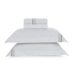 Jogo de Cama King Menfi 4 Pçs 200 Fios 100% Algodão Branco / Cinza Trussardi