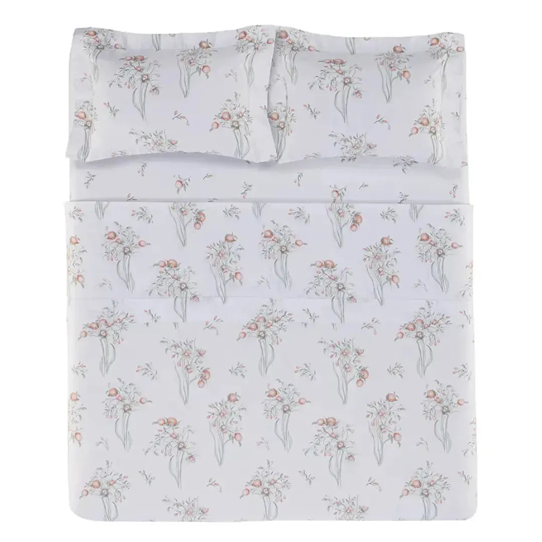 Jogo de Cama Casal Narciso 4 Pçs 200 Fios Cetim 100% Algodão Trussardi
