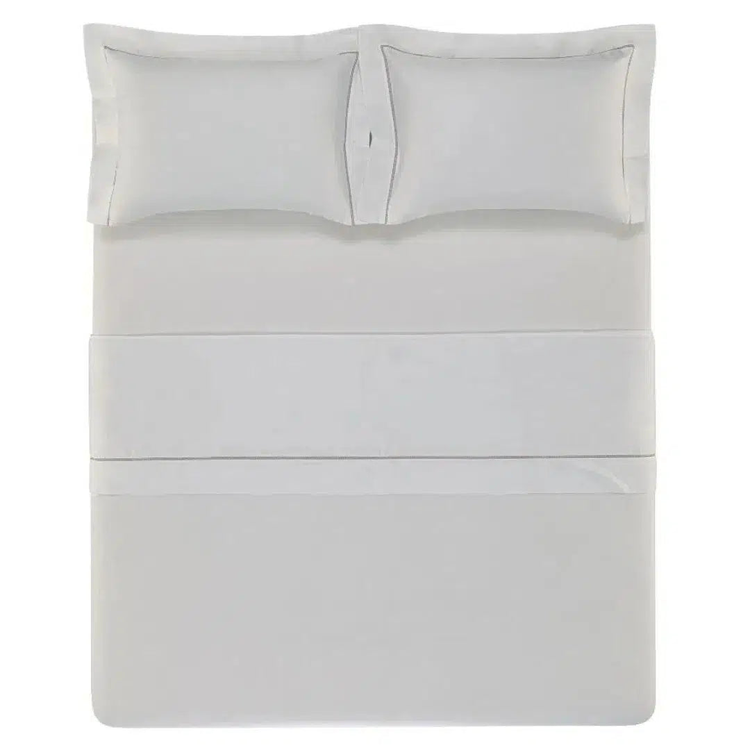 Jogo de Cama Casal Portello 4 Pçs 300 Fios 100% Algodão Egípcio Branco / Legno Trussardi
