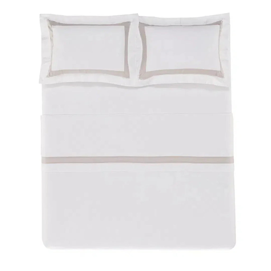 Jogo de Cama Casal Rivus 4 Pçs 300 fios 55% Linho / 45% Algodão Branco / Natural Trussardi